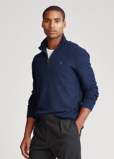 Sueter Polo Ralph Lauren Hombre Azul Marino - Silk Quarter-Zip - HARTI5401